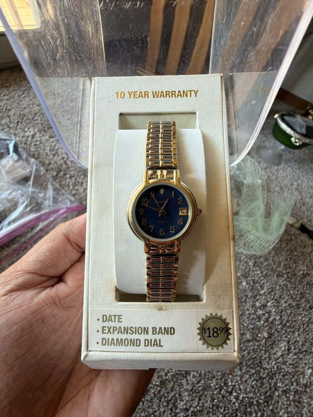 Vintage Embassy by Gruen Women's Diamond Dial Quartz Watch with Expansion Band